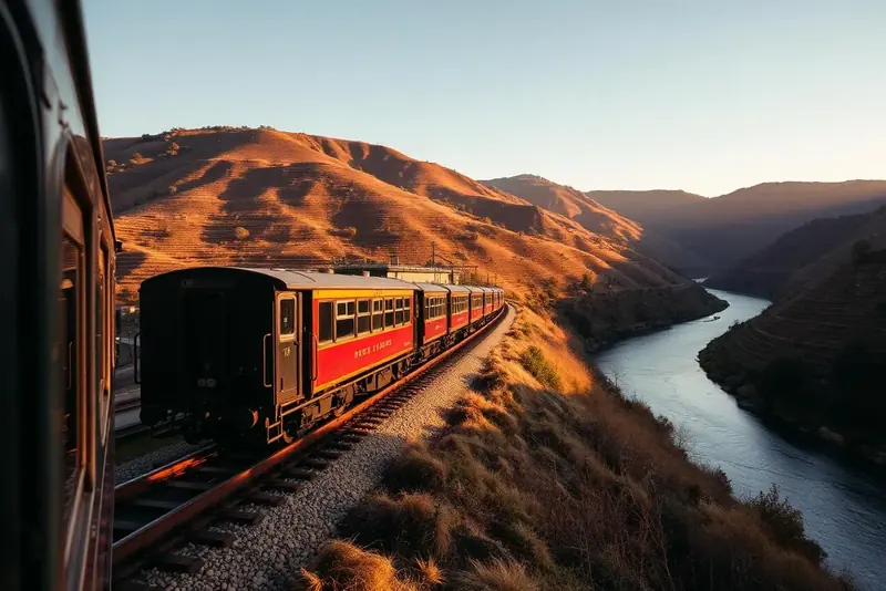 Historic train along the Douro railway line