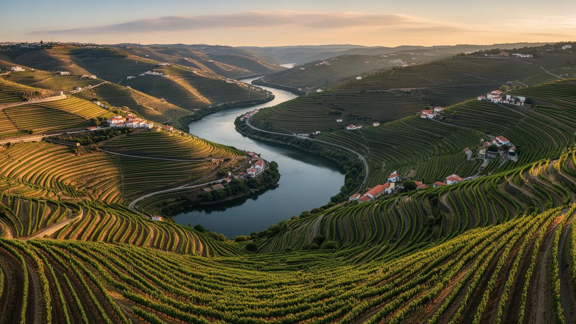 Vista panorâmica dos socalcos do Douro