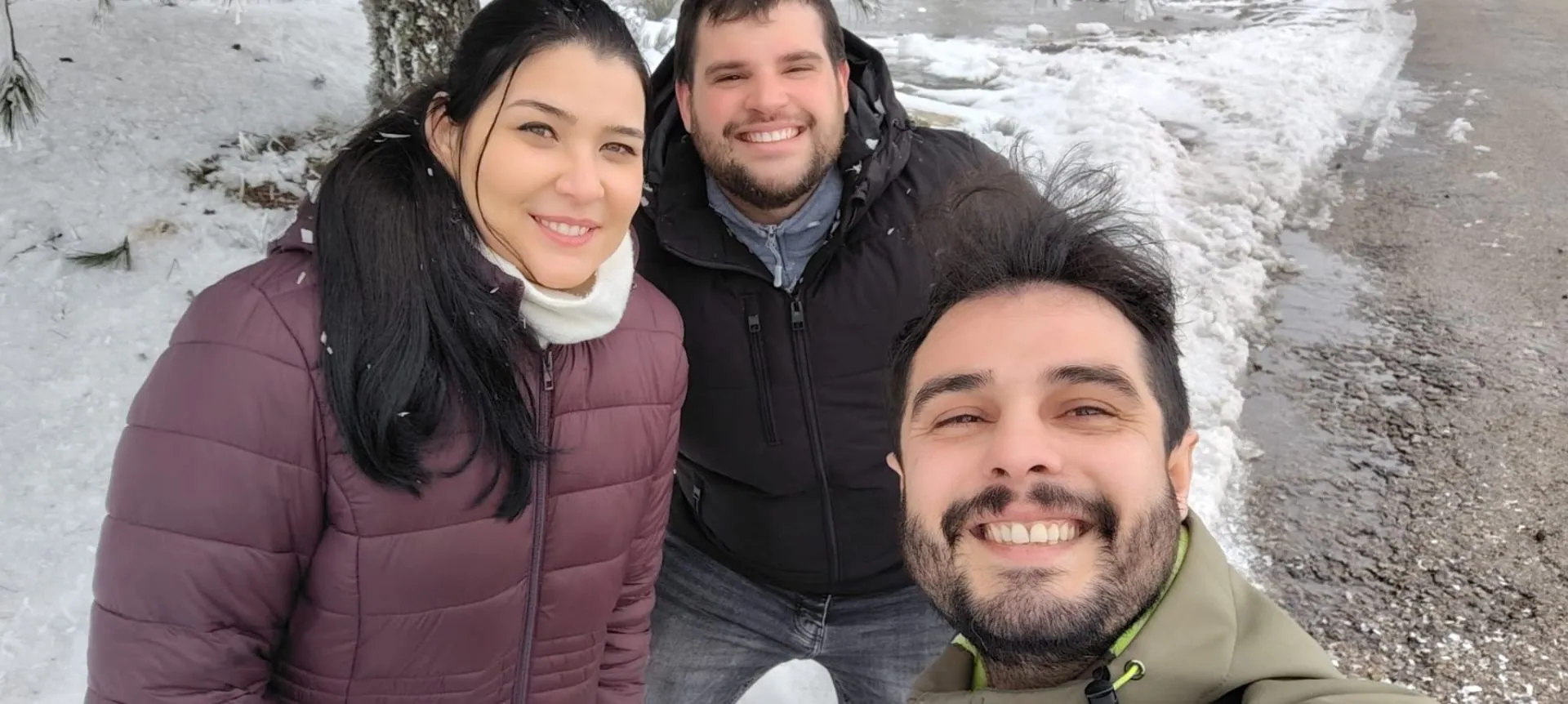 Selfie em paisagem nevada na Serra da Estrela