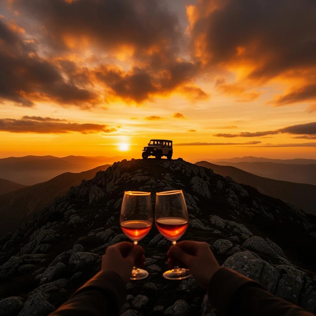 Passeio 4x4 ao pôr do sol no topo da Serra da Estrela com vista panorâmica