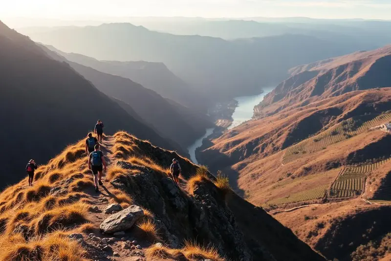 Group on a Douro cliff trail